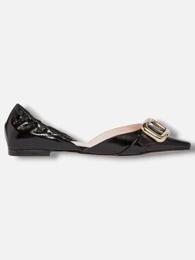 Roger Vivier Women's Black Viv' Canard D'Orsay Ballerinas In Leather Size 36